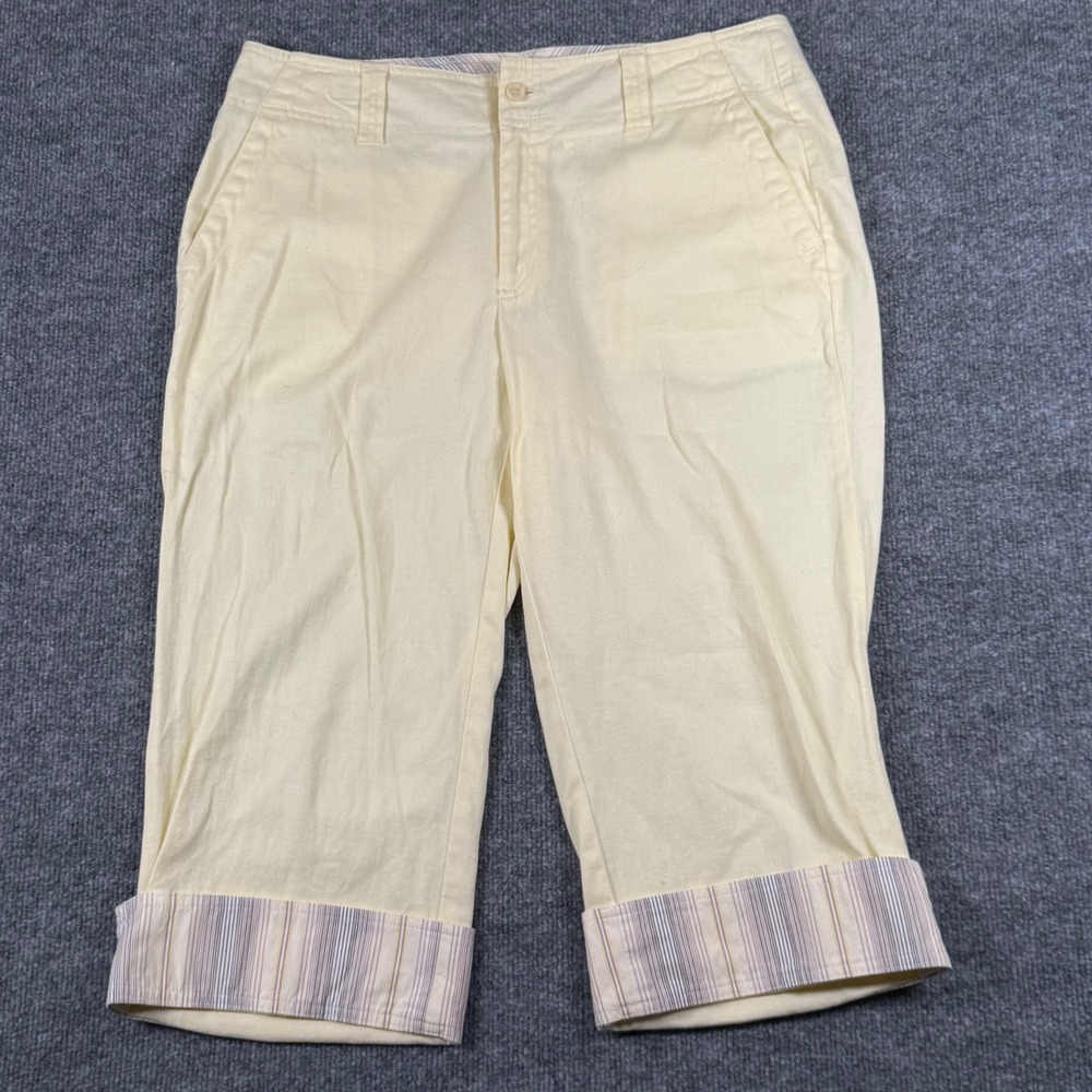 Dockers Size‎ 12 Yellow Capri Pants Cuffed Striped Summer Resort Vacation Travel